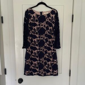 Erin Elegant Navy and Pink Lace Dress